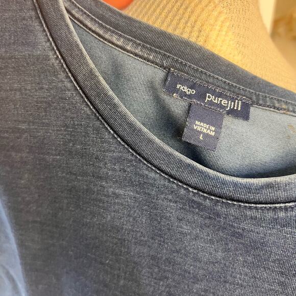 PureJill Women's Size L Blue T Shirt Dress, tunic with size pockets #2989 - Picture 8 of 8